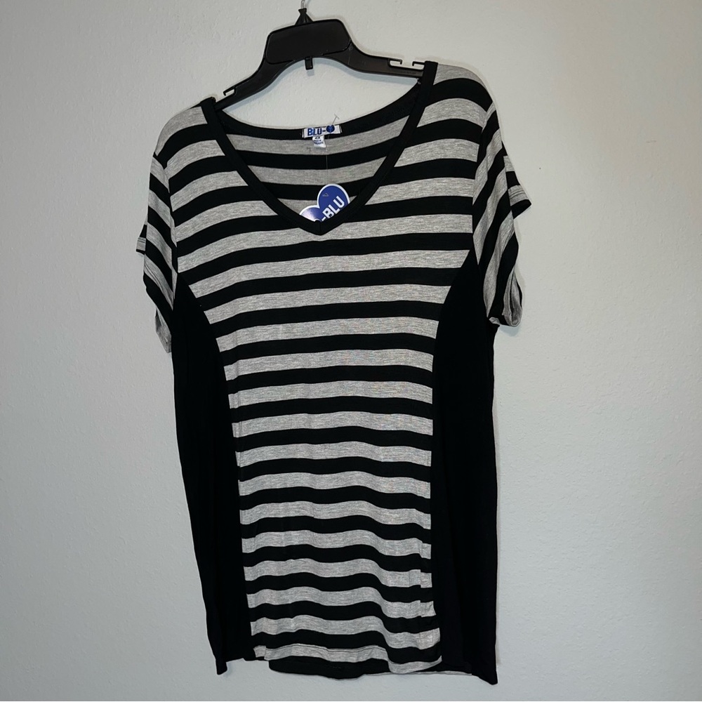 Blu Short Sleeve Striped Top Size 2X